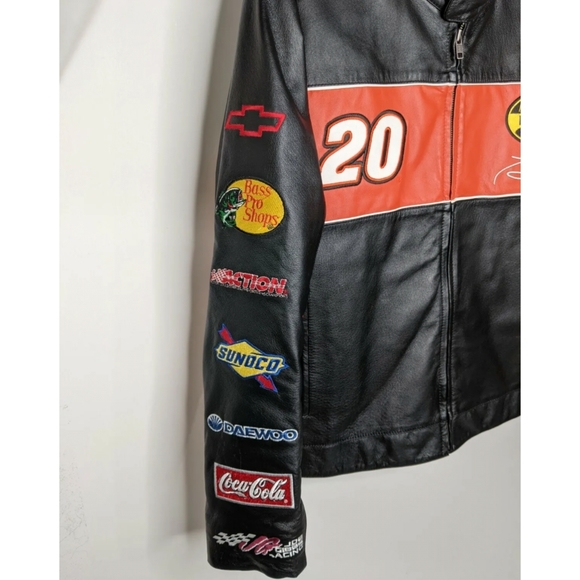 NASCAR Leather Jacket Mens M Tony Stewart Nextel Home Depot 2005 Patches Pocket - Picture 3 of 15